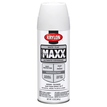 Krylon Covermaxx Paint+Primer; Flat White; 12 oz. Aerosol 9149